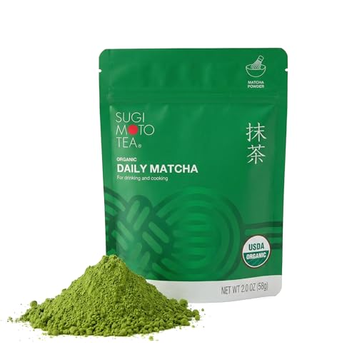 SUGIMOTO TEA Japanese Organic Matcha Green Tea Powder 2.0 oz (57 g) Daily Drinking, Latte, Cooking, Culinary