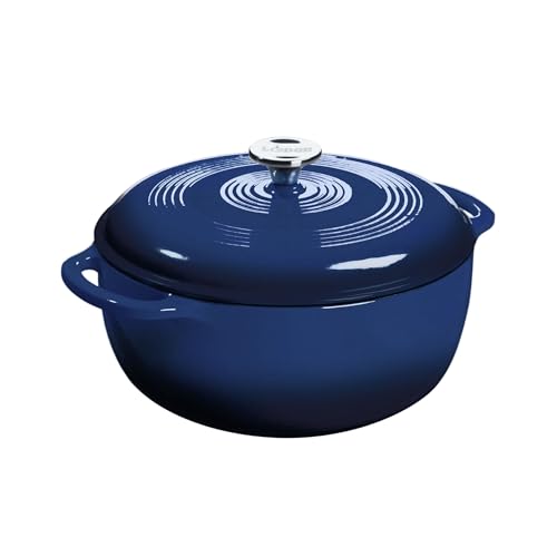 Lodge Essential Enamel Cast Iron Dutch Oven 6 Quarts - Perfect for Bread Baking, Braising, Marinating & Slow Cooking, Fe