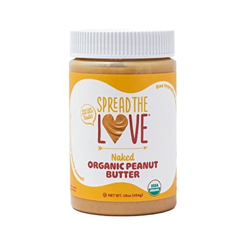 Spread The Love NAKED Organic Peanut Butter, 16 Ounce (Organic, All Natural, Vegan, Gluten-free, Creamy, Dry-Roasted, No