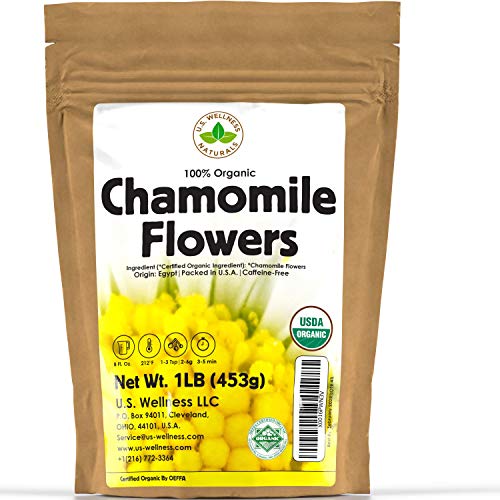 Chamomile Tea 1LB (16Oz) 100% CERTIFIED Organic (USDA seal) Chamomile Flowers Herbal Tea (Matricaria Chamomilla) in 1 lb