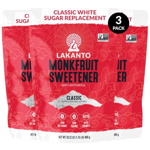 Lakanto Classic Monk Fruit Sweetener with Erythritol - White Sugar Substitute, Zero Calorie, Keto Diet Friendly, Zero Ne