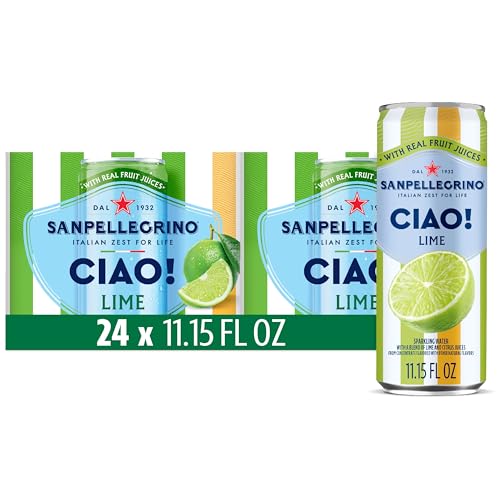 Sanpellegrino CIAO! Lime Sparkling Water, Low-Cal, 0g Added Sugar, 24-Pack