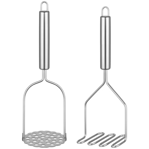 Maclia 2PCS Mashed Potato Masher - Stainless Steel Potato Smasher, Masher Kitchen Tools & Utensils for Avocado, Bean, Sa