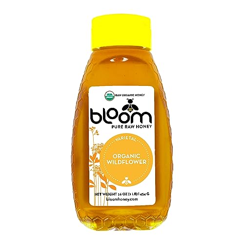 Bloom Honey 100% Pure Honey Raw Unfiltered and Unpasteurized Raw Honey - 16oz Organic Wildflower