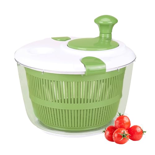 Large Salad Spinner with Lid, 5 Qt Capacity, Manual Vegetable Dryer with Double-Lock Handle, Quick and Easy Multi-Use Le