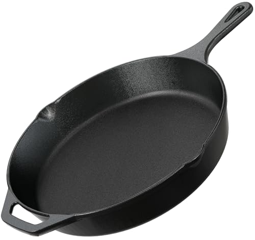 Utopia Kitchen Premium Cast Iron Skillets 12 Inch, Chef's Pan, Pre-Seasoned Frying Pan, Stovetop, Oven, Campfire and Gri
