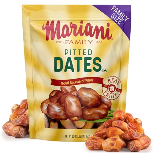 Mariani Dried Pitted Dates, 30oz Bag - Dried Dates Pitted No Sugar Added, No Dairy, Vegan, and Full of Fiber for Snackin