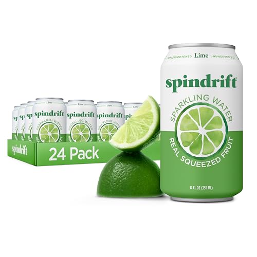 Spindrift Sparkling Water, Lime Flavored, Made with Real Squeezed Fruit, 12 Fl Oz Cans, Pack of 24 (Only 4 Calories per 