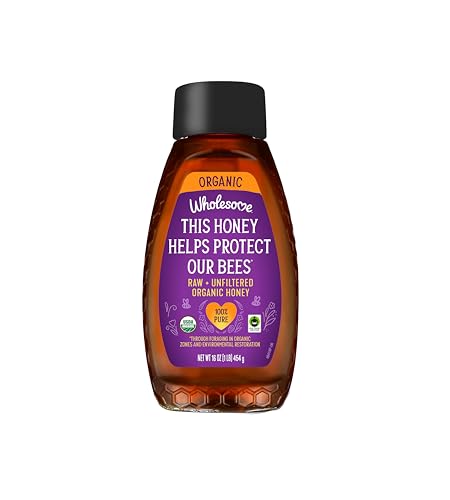 Wholesome Sweeteners 16-Ounce Organic Raw Unfiltered Honey Bottle, 100% Pure, Fair Trade Certified, Non GMO Project Veri