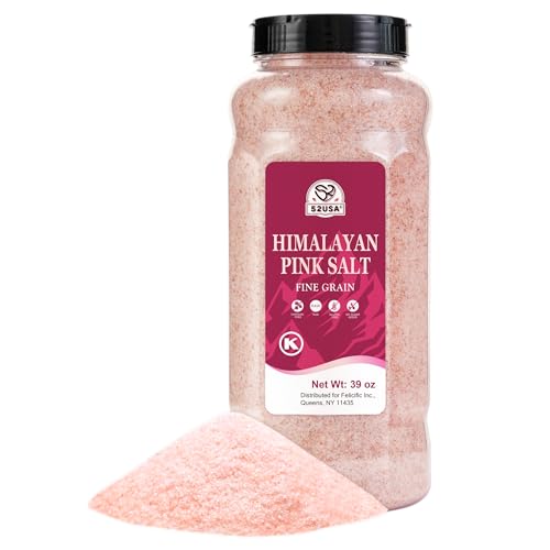 52USA Himalayan Pink Salt, Fine Grain, 39oz (2.4 LB), Pink Himalayan Sea Salt, Himalayan Salt, Kosher Salt, Rock Salt fo