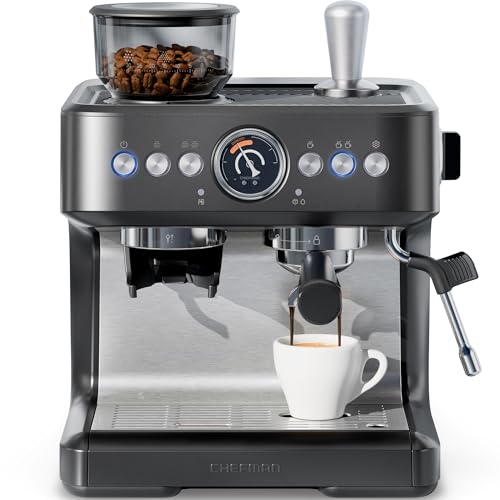 Chefman Crema Deluxe Espresso Machine with Double Boiler, Use Milk Frother and Brew Espresso Simultaneously, Professiona