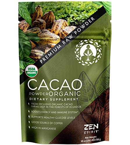 Cacao Powder Organic - 1 Pound - Unsweetened Premium Grade Superfood (Raw) - USDA & Vegan Certified - Perfect for Keto, 