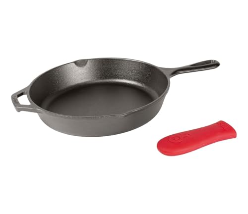 Lodge Seasoned Cast Iron Skillet - 10.25 inch - Pre-Seasoned Frying Pan - Heavy-Duty Skillet - Hot Handle Holder Include