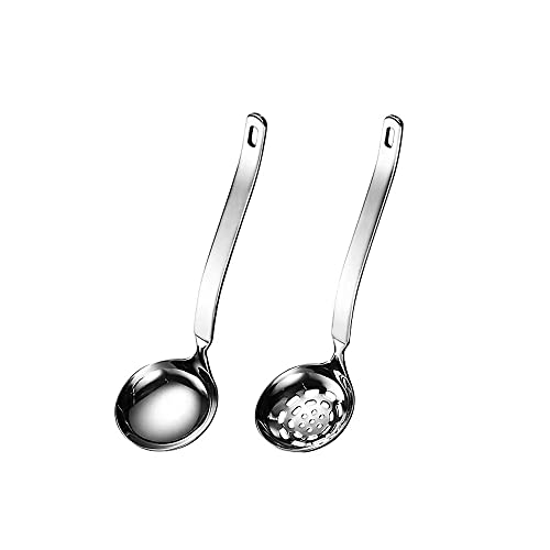 Collfa Small Soup Ladle Metal SUS304 Stainless Steel Ladles Spoon And Slotted Colander Spoon Set Soup Ladle With Holes S