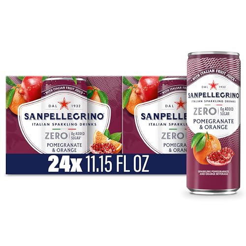 Sanpellegrino Zero Grams Added Sugar Pomegranate & Orange Italian Sparkling Drink, 24 Pack Of 11.15 Fl Oz Cans, Sanpelle
