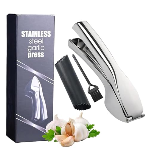Heavy Duty Garlic Press, Zinc Alloy Garlic Crusher & Mincer, Stainless Steel Dishwasher Safe Easy Squeeze Garlic Twister