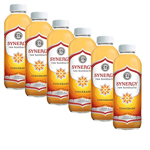 Gourmet Kitchn GT'S Organic & Unpasteurized Raw Kombucha Gingerade - Enzymes and Probiotics - The Perfect Palate Pleaser