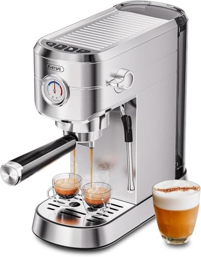 Gevi Commercial Espresso and Coffee Makers, Professional 20 Bar Espresso Maker with Milk Frother, Stainless Steel Expres