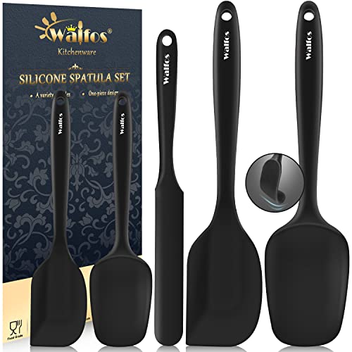 Walfos 600°F High Heat Resistant Silicone Spatula Set of 5- Food Grade Rubber Spatula Set for Baking Cooking & Mixing - 