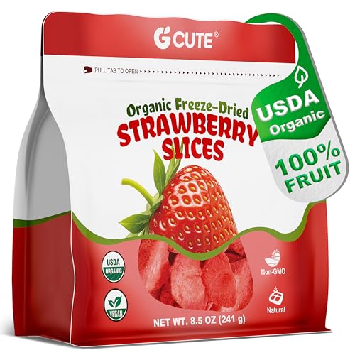 Organic Freeze Dried Strawberries Sliced 8.5 Oz | 100% Natural Dehydrated Fruit | Dry Strawberry Slices | No Sugar & Add
