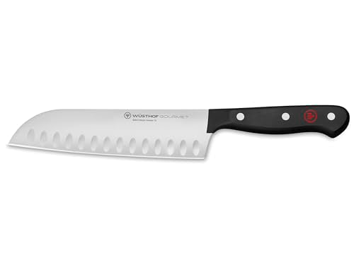 WÜSTHOF Gourmet 7" Hollow Edge Santoku Knife,Black