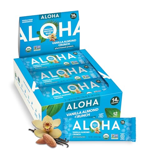 Aloha Organic Vanilla Almond Crunch Bar 12 Count, 1.98 Ounce