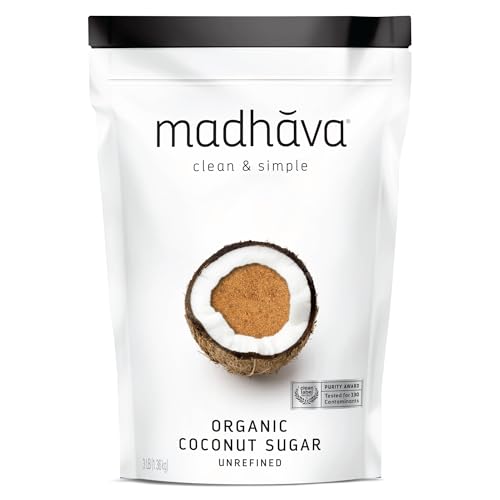 MADHAVA Organic Coconut Sugar 3 Lb. Bag (Pack of 1), Natural Sweetener, Sugar Alternative, Unrefined, Sugar for Coffee, 