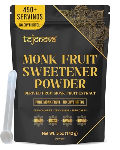 Pure Monk Fruit Sweetener No Erythritol – 100% Pure Monk Fruit Extract Powder, Zero Calorie Sugar Substitute, Keto Frien
