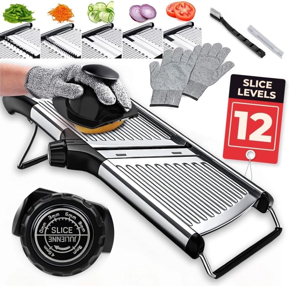 Gramercy Adjustable Mandoline Food Slicer, Mandoline Slicer for Kitchen, Mandolin, Potato, Tomato, Carrot, Vegetable, Fr