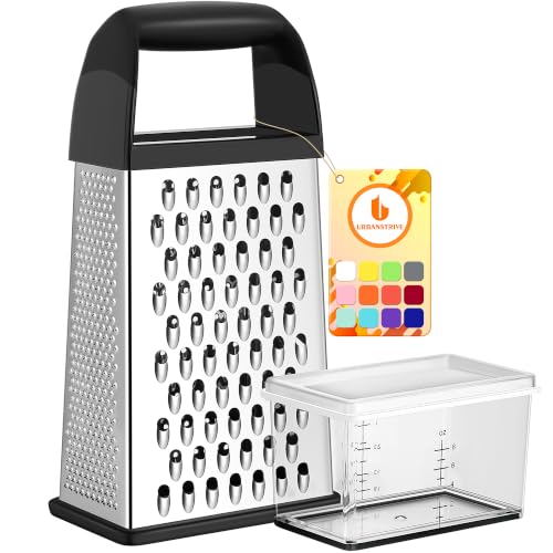 Urbanstrive Cheese Grater With Container Box Grater Stainless Steel Graters for Kitchen Cheese Shredder Parmesan Shredde