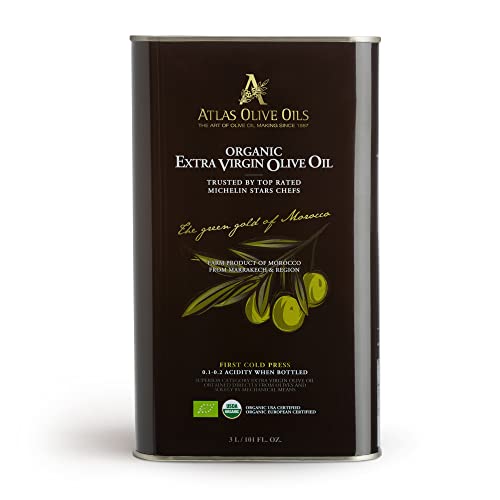 Atlas 3 LT Organic Cold Press Extra Virgin Olive Oil with Polyphenol Rich from Morocco|Newly Harvested Unprocessed from 