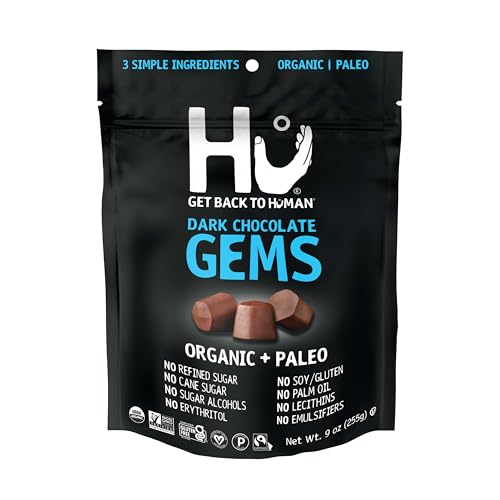 Hu Gems Chocolate Chips Vegan Snacks | 9oz | Organic, Paleo, Dark Chocolate Baking Chips | Great for Baking & Snacking, 