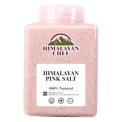 Himalayan Chef Pink Himalayan Salt Fine Grain, 5 lbs Plastic Jar - Pure, Natural, Kosher, Non-GMO, Mineral-Rich, for Coo