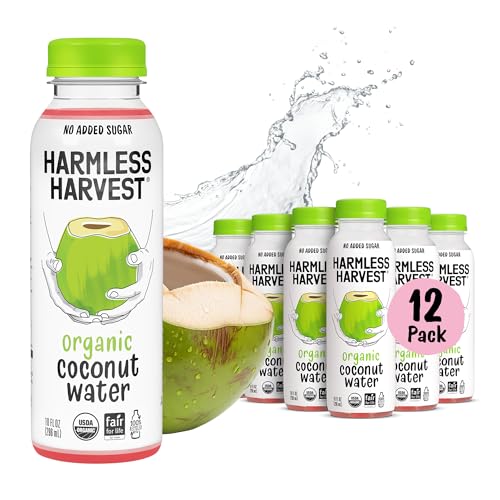 Harmless Harvest Organic Coconut Water 10 Fl Oz, 12 Pack – Original Coconut Water No Sugar Added, No Added Flavor Only N