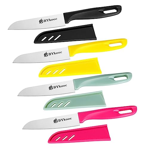 BYkooc 8 pieces Paring Knives (4PCS Peeling Knives and 4PCS Knife Sheath), Ultra Sharp Vegetable and Fruit Knife,German 