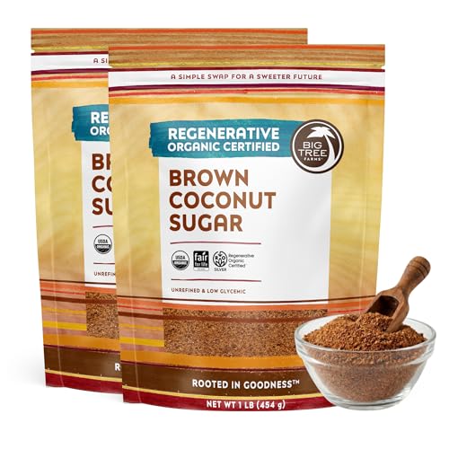 Big Tree Farms Organic Brown Coconut Sugar - Coconut Palm Sugar, Unrefined, Fine Crystals, Cane Sugar Replacement, Cocon