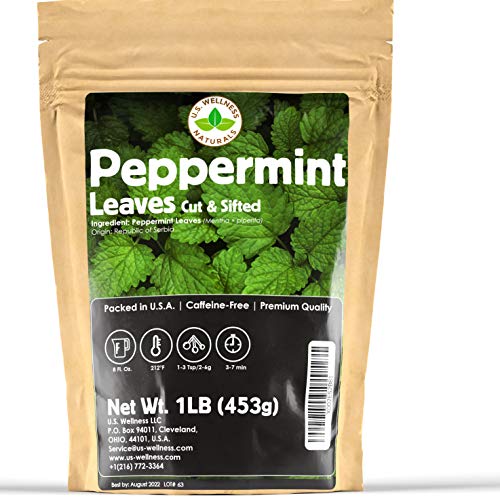 Peppermint Tea 1LB (16Oz), Cut & Sifted | STRONG & FRESH | Non-irradiated, 200+ Cups, Peppermint Loose Leaf Herbal Tea (