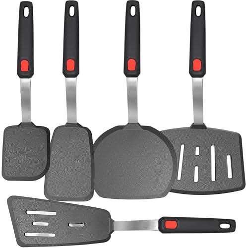 Mixed 5 Piece Silicone Spatula Set, 600F Heat-Resistant No-Melt Rubber Spatula Handle and Blade - Kitchen Cooking Utensi