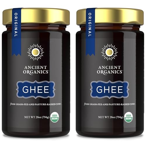 Ancient Organics Ghee - Organic Grass Fed Ghee Butter, Gluten Free, Clarified Butter, Vitamins & Omegas, Lactose Reduced