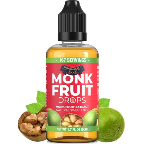 Monk Fruit Extract (6 Drops = 1 Tsp of Sugar) Zero Calories, Non-GMO, No Fillers - Liquid Monk Fruit Sweetener No Erythr