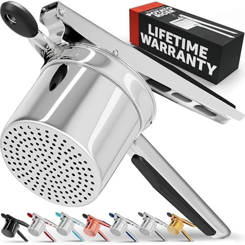 PriorityChef Large 15oz Potato Ricer, Heavy Duty Stainless Steel Potato Masher and Ricer Kitchen Tool, Press and Mash Ki