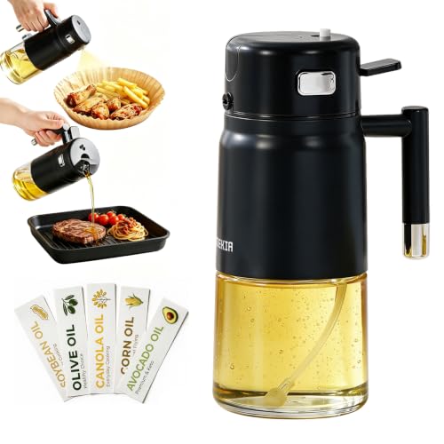 DODO MEKIA 23.7oz Glass Olive Oil Sprayer for Cooking, 2 in 1 Spray & Pour Bottle Fine Mist Oil Mister, Leakproof Design