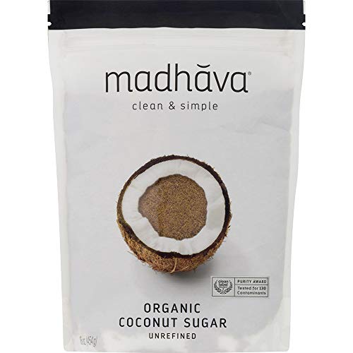 MADHAVA Organic Coconut Sugar (1LB, Pack of 6), Natural Sweetener, White Sugar Alternative for Baking and Cooking, Clean
