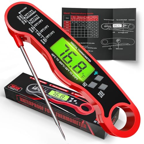 AWLKIM Meat Thermometer Digital - Instant Read Waterproof Food Thermometer with Backlight for Cooking, Grill, Candy, Kit