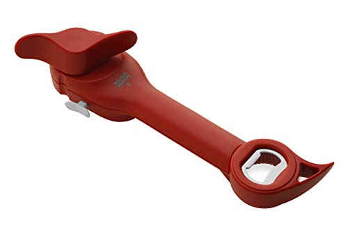Kuhn Rikon Auto Safety Master Opener for Cans, Bottles and Jars, 9 x 2.75 inches, Red