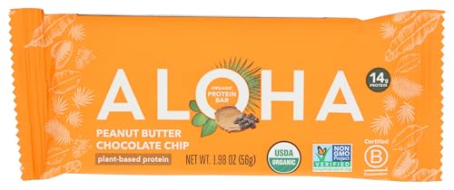 Aloha Organic Plant Based Protein Bar Peanut Butter Chocolate Chip , 1.98 Oz