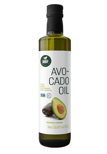 NBF, Avocado Oil, Extra Virgin, Avocado Oil for Cooking, Cold Pressed for Keto diet, Ideal for sautéing, baking, Made wi