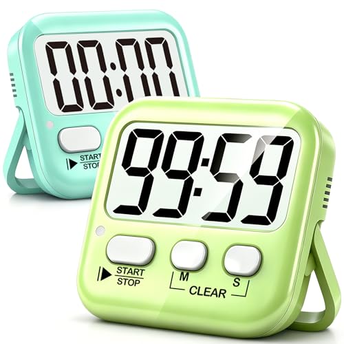 Antonki 2 Pack Digital Timer for Kids, Magnetic Countdown Kitchen Timers for Cooking, Egg, Classroom, Teacher, Exercise,