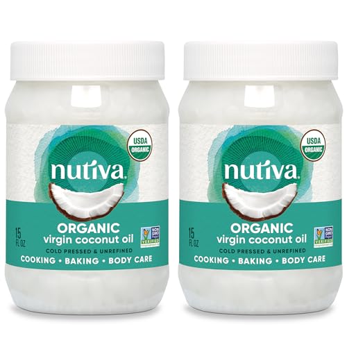 Nutiva Organic, Cold-Pressed, Unrefined, Virgin Coconut Oil from Fresh, non-GMO, Sustainably Farmed Coconuts, 15 Fl Oz (