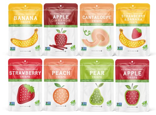 Nature's Turn Freeze-Dried Fruit Crisps – Sampler Variety, 8 Bags (0.53oz Each) – Healthy, Gluten-Free, Crispy & Delicio